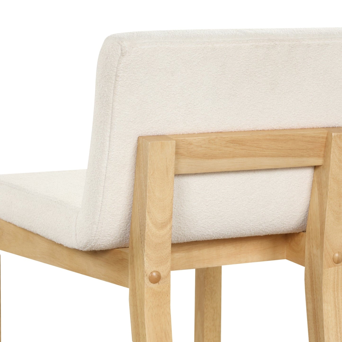 Gracie Modern Bar Stool, Boucle Upholstered Chair and Brushed Wooden Legs