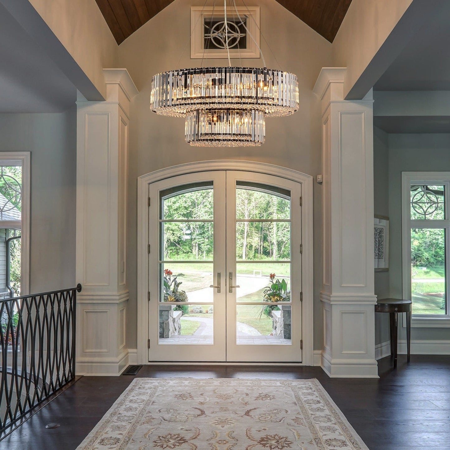 OYIPRO 6/8/12-Light Modern Round Crystal Chandelier Drum Shape Pendant Light for Kitchen Island