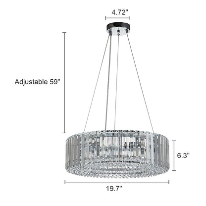 OYIPRO 6/8/12-Light Modern Round Crystal Chandelier Drum Shape Pendant Light for Kitchen Island