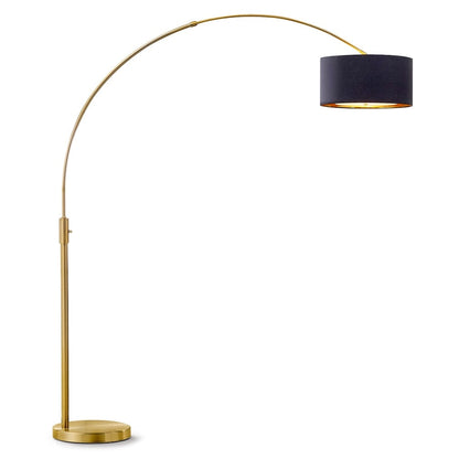 Orbita 81H LED Dimmable Retractable Arch Floor Lamp, Bulb included, Antique Brass Finish
