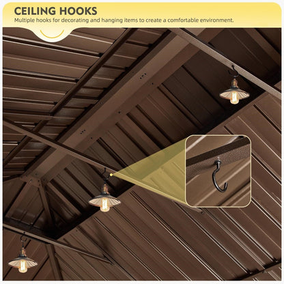 Outdoor Hardtop Gazebo with Galvanized Steel Double Roof & Aluminum Frame, Outdoor pergola with Premium Curtains and Nettings