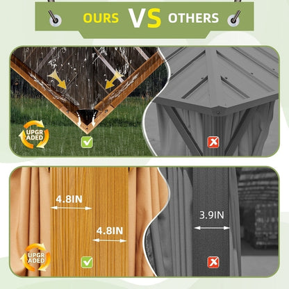 Outdoor Hardtop Gazebo with Galvanized Steel Double Roof & Aluminum Frame, Outdoor pergola with Premium Curtains and Nettings