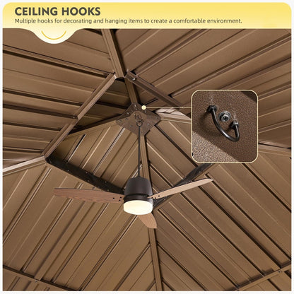 Outdoor Hardtop Gazebo with Galvanized Steel Double Roof & Aluminum Frame, Outdoor pergola with Premium Curtains and Nettings