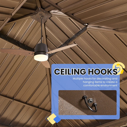 Outdoor Hardtop Gazebo with Galvanized Steel Double Roof & Aluminum Frame, Outdoor pergola with Premium Curtains and Nettings