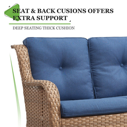 Gymojoy Outdoor Loveseat Wicker Sofa Set Rattan Sofa
