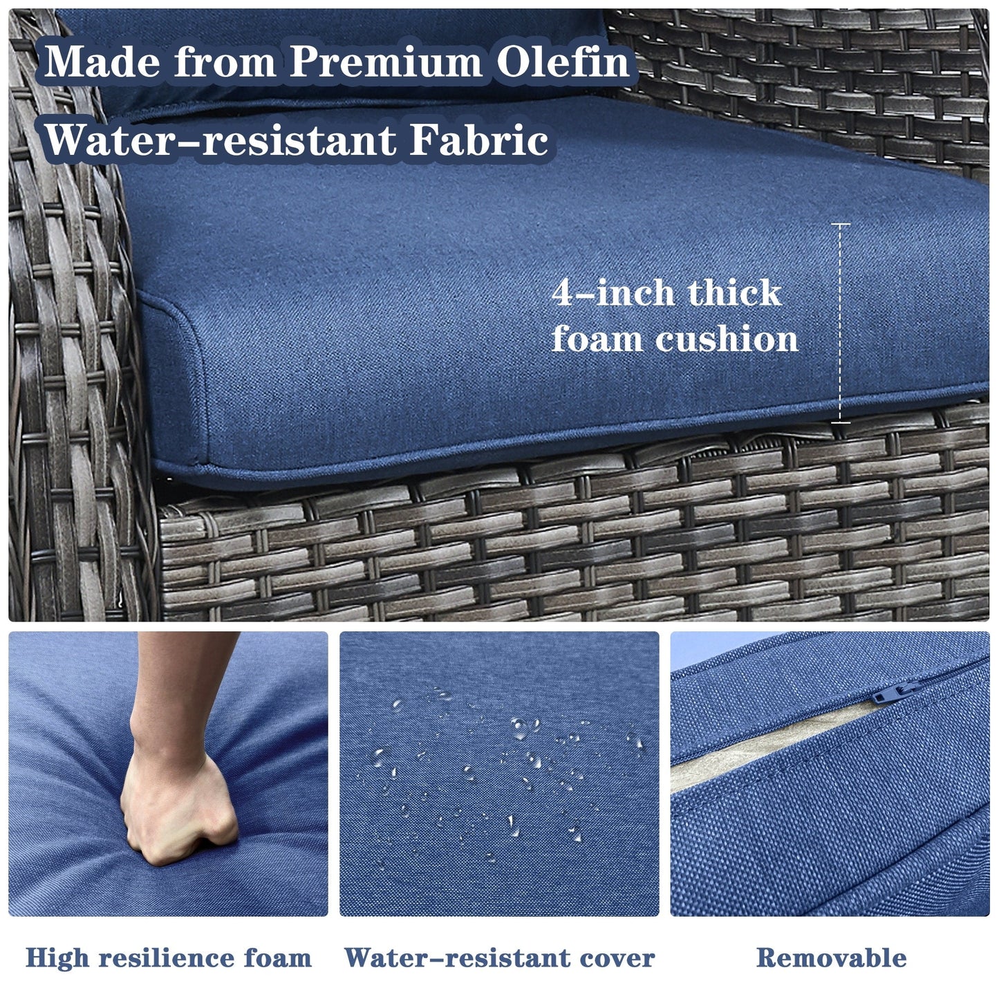 Gymojoy Outdoor Wicker Rocking Lounge Chairs with Swivel Base (Set of 2)