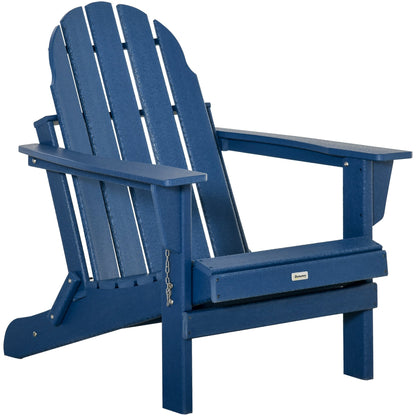 Outsunny Folding Adirondack Chair, HDPE Outdoor All Weather Plastic Lounge Beach Chairs for Patio Deck and Lawn Furniture