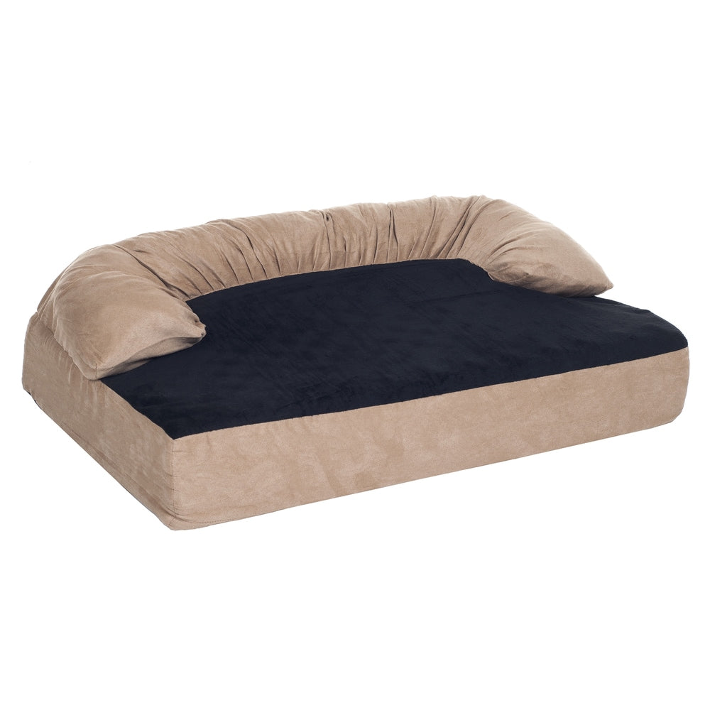 Tan/Black Pet Bed - 3-Layer Orthopedic Dog Sofa with Cooling Gel, Memory Foam and Neck Bolster