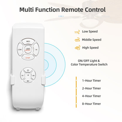 Moasis 52 Palm Leaf Ceiling Fan with Light Tropical Style with Remote