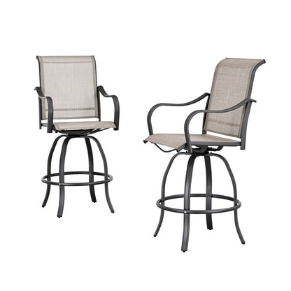 Patio Festival Outdoor Metal High Back Swivel Bar Chair (2-Pack)