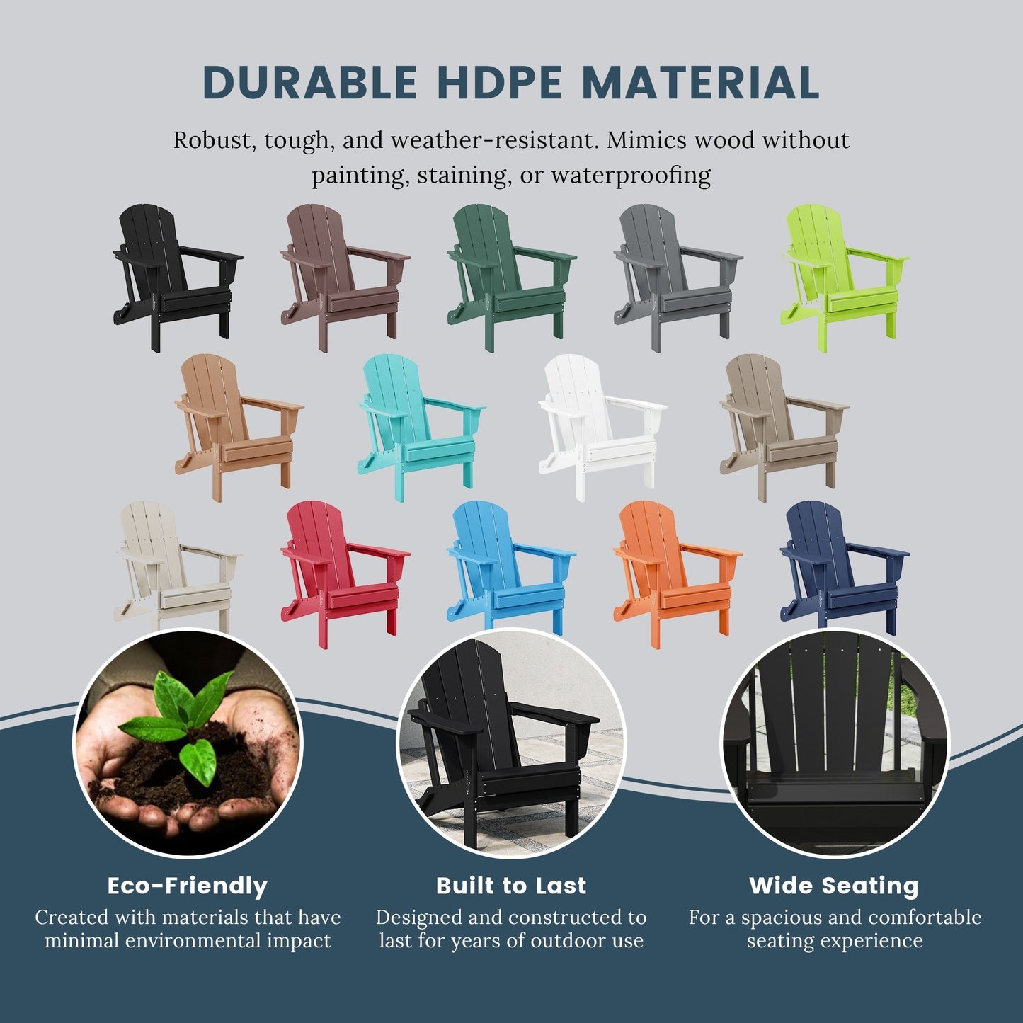 Polytrends Laguna Fade Resistant All Weather Outdoor Patio Folding Adirondack Chair