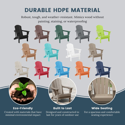 Polytrends Laguna Fade Resistant All Weather Outdoor Patio Folding Adirondack Chair