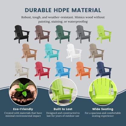 Polytrends Laguna Fade Resistant All Weather Outdoor Patio Folding Adirondack Chair