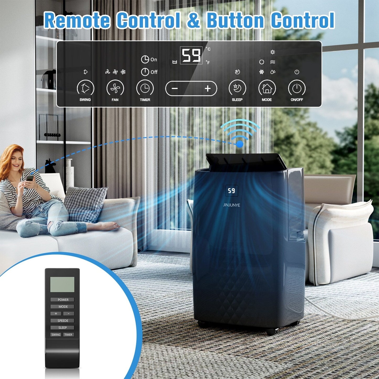 Portable Air Conditioner with Heater – 12000 BTU Cooling & 10000 BTU Heating for Rooms up to 700 Sq.Ft