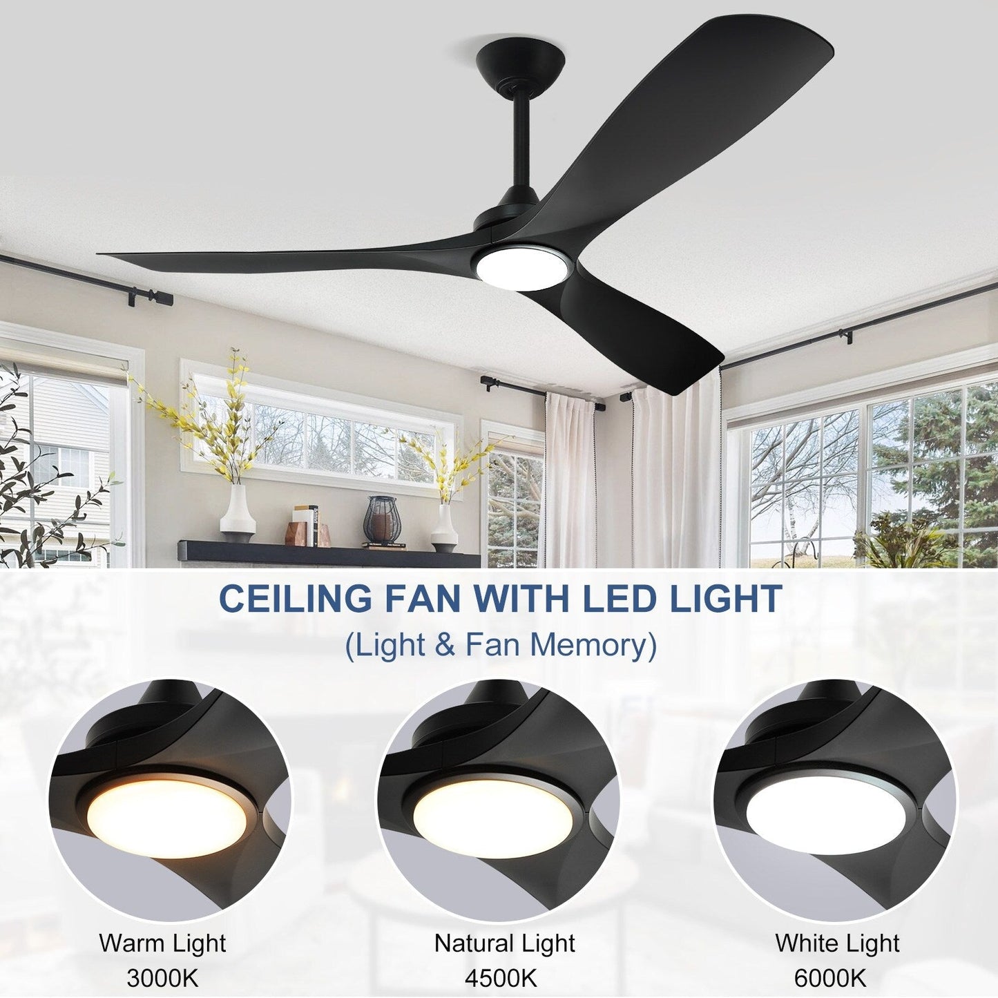 Remote Ceiling Fan with Lights Flush Mount