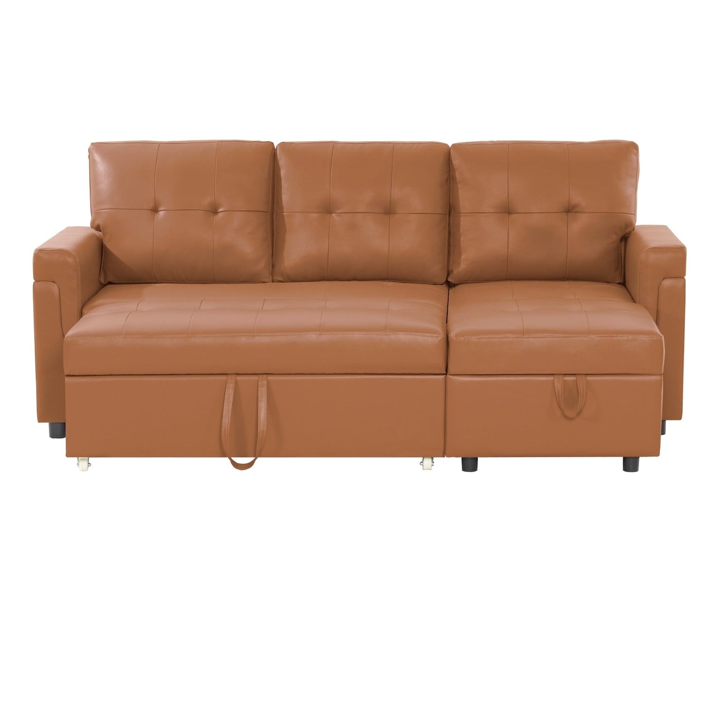 Convertible Reversible Sectional Sofa with Pull-Out Sleeper Bed, Hidden Storage Chaise, and Durable Legs