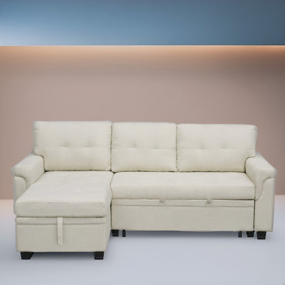 Reversible Sectional Sofa with Pull-Out Sleeper Bed, Hidden Storage Chaise, Durable Legs,