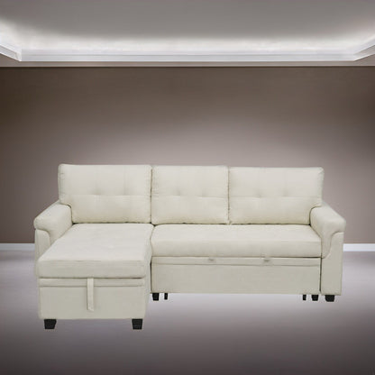 Reversible Sectional Sofa with Pull-Out Sleeper Bed, Hidden Storage Chaise, Durable Legs,