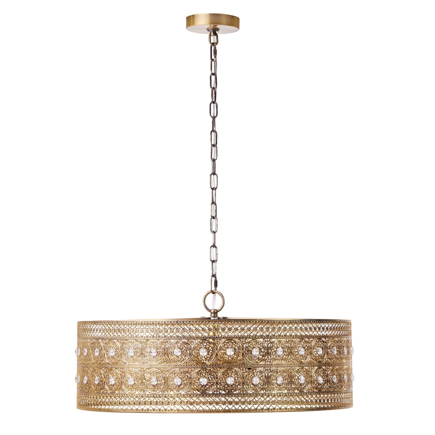 River of Goods Bryar Brass and Crystal 23.5W 3-Light Chandelier - 23.5 x 23.5 x 61.5