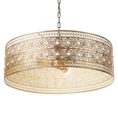 River of Goods Bryar Brass and Crystal 23.5W 3-Light Chandelier - 23.5 x 23.5 x 61.5