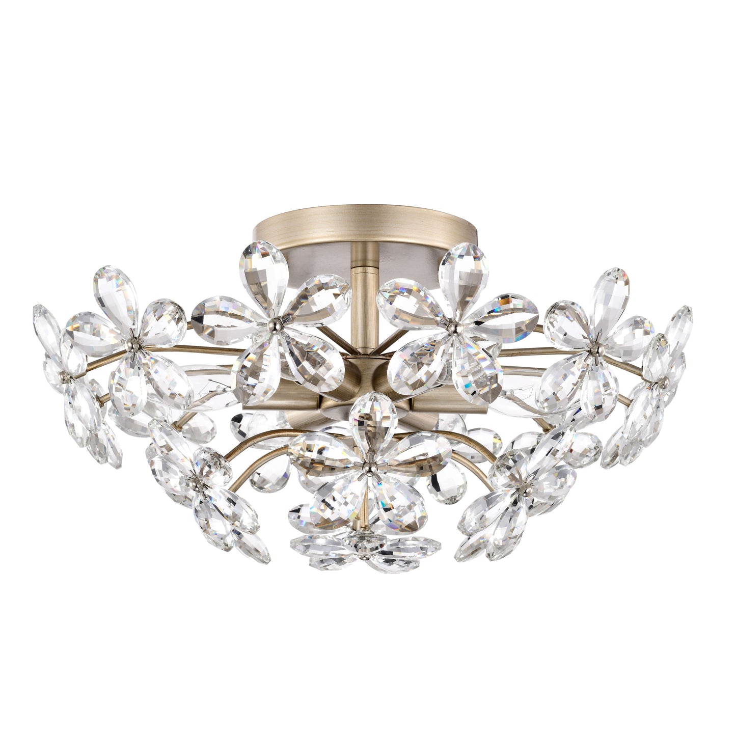 Rosa 6-Light Brushed Silver-ish Champagne Flower Crystal Flush Mount - 17.7 inches in diameter x 8.7 inches H