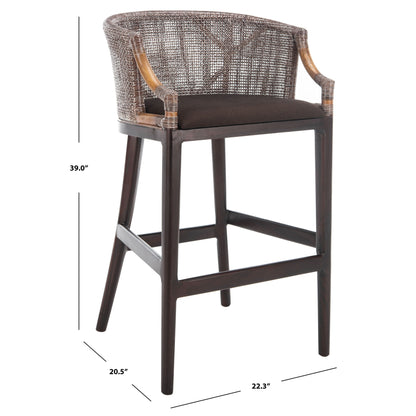 SAFAVIEH Virona Rattan 30-inch Bar Stool - 22.3 W x 20.5 L x 39 H - 22Wx21Dx39H