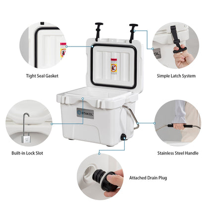 SKTAKOL 16 Quart Cooler Portable Ice Chest Leak-Proof 24 Cans Ice - See Details