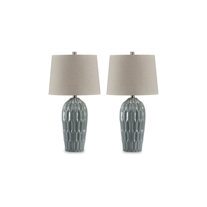 Signature Design by Ashley Hadbury Blue Table Lamp (Set of 2) - 14 W x 14 D x 26.75 H