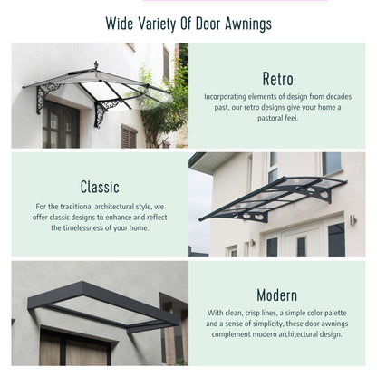 Sophia 3 ft. Grey Clear Door and Window Awning