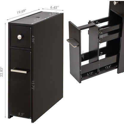 Spirich Home Slim Bathroom Storage Cabinet, Free Standing Toilet Paper Holder, Bathroom Cabinet Slide Out Drawer Storage