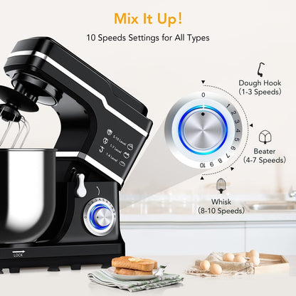Stand Mixer - 7.5QT Capacity, 10-Speed Settings, 660W Motor