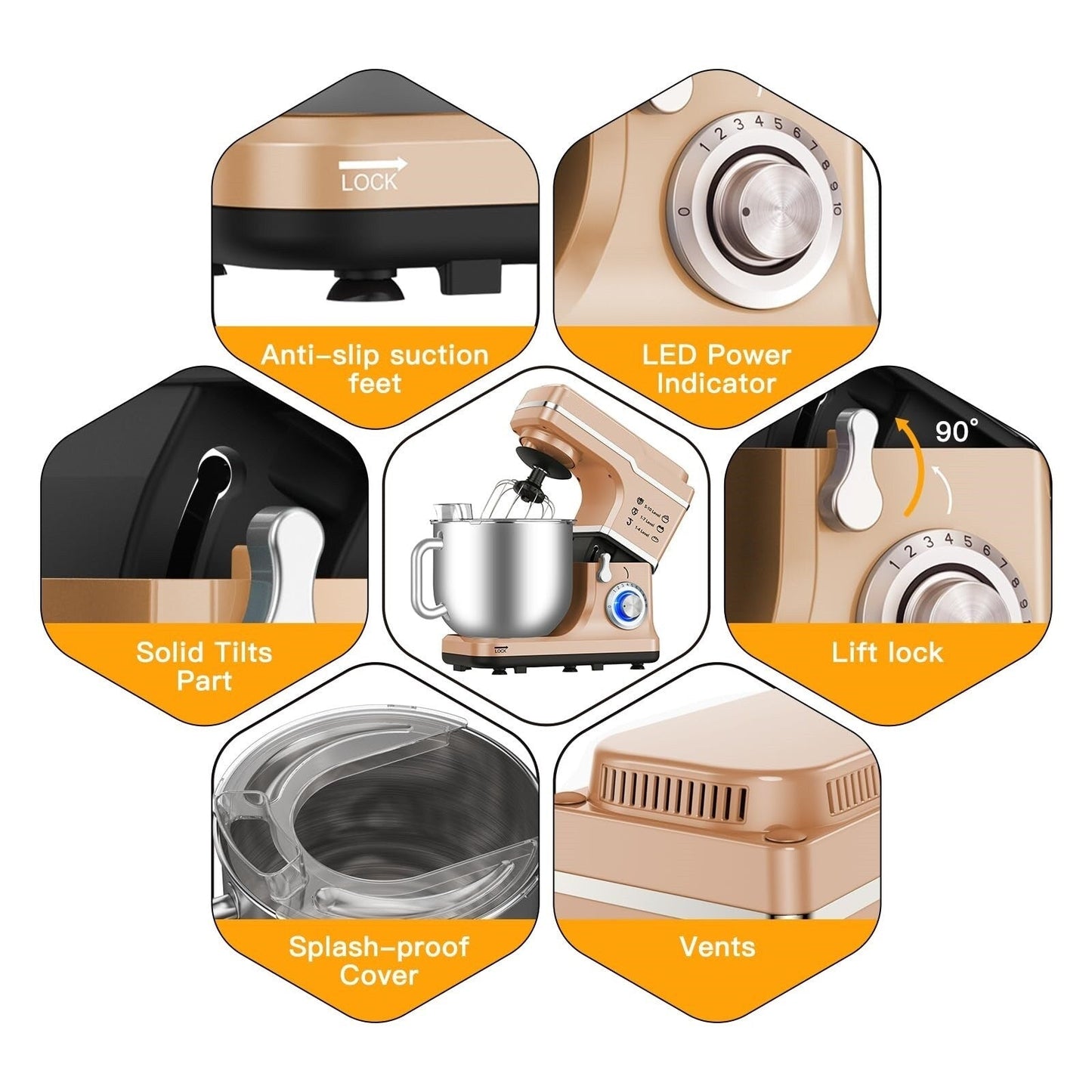 Stand Mixer - 7.5QT Capacity, 10-Speed Settings, 660W Motor