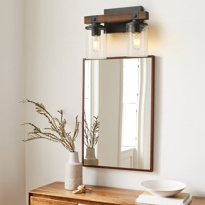 Starsky 2/3/4-Light Modern Farmhouse Dimmable Bathroom Glass Vanity Light with Clear Cylinder Shade