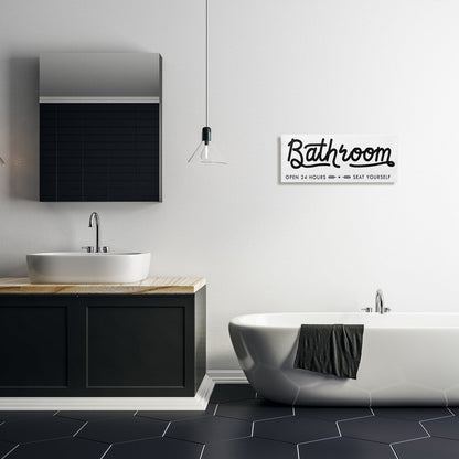 Stupell Seat Yourself Bathroom Sign Minimal Black White Canvas Wall Art
