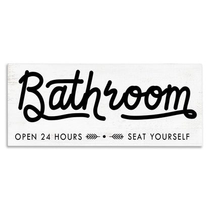 Stupell Seat Yourself Bathroom Sign Minimal Black White Canvas Wall Art