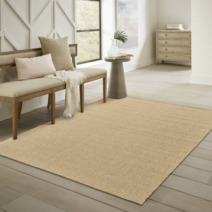 Style Haven Veranda Light Brown Solid Textured Indoor-Outdoor Area Rug