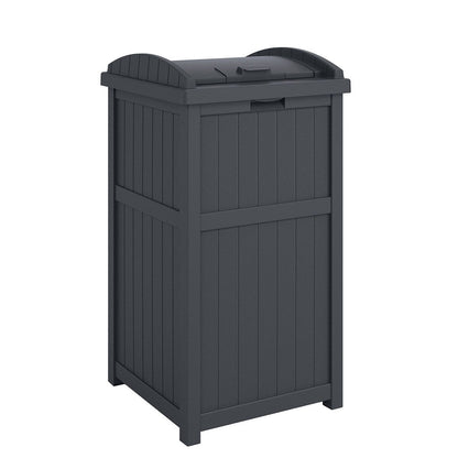 Suncast 30 Gallon Hideaway Trash Waste Bins for Outdoor, Cyberspace