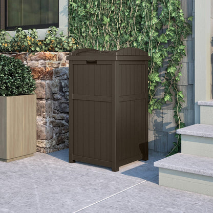 Suncast 30 Gallon Hideaway Trash Waste Bins for Outdoor, Cyberspace
