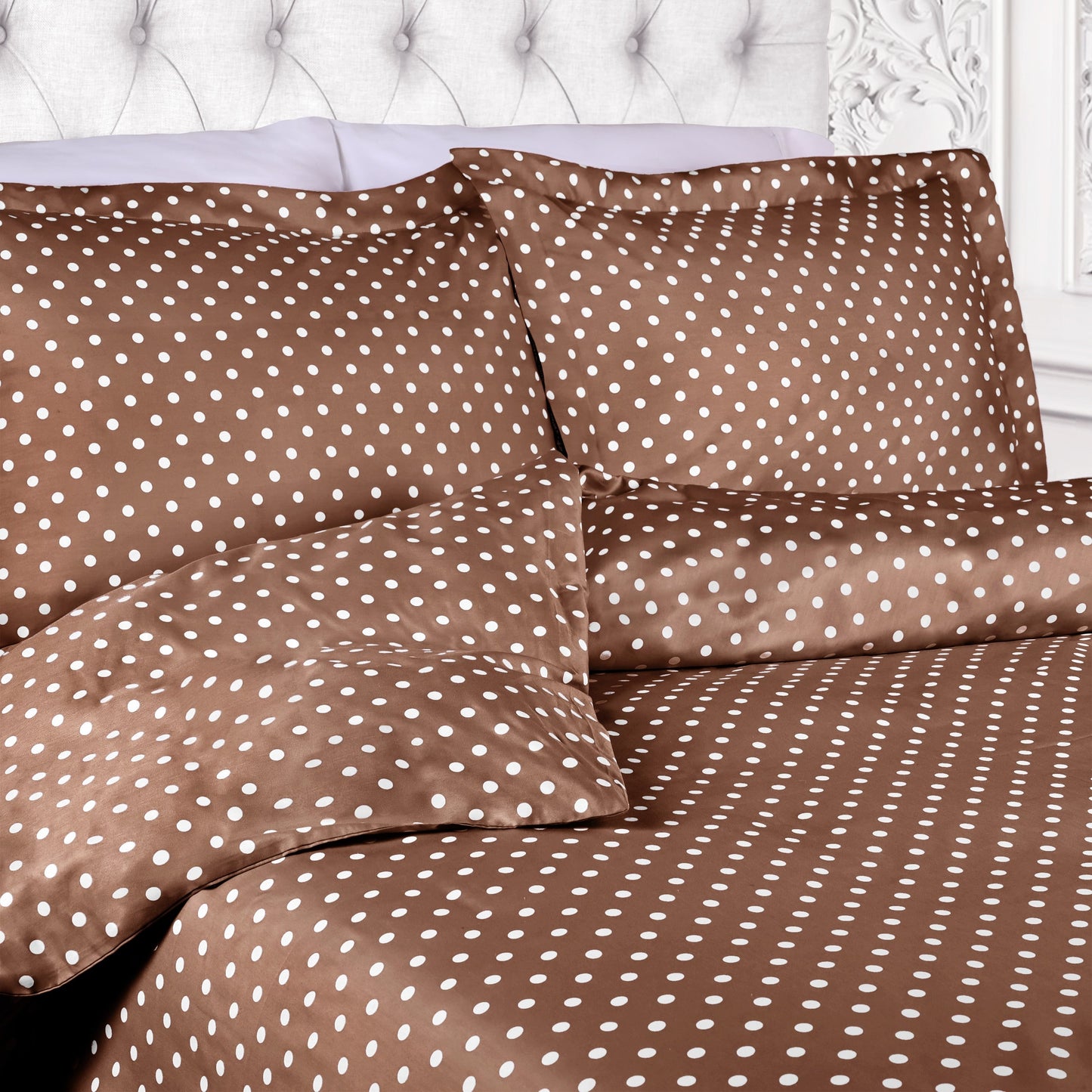 Superior Thread Count 600TC Polka Dot Cotton Blend Duvet Cover Set
