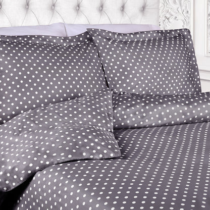 Superior Thread Count 600TC Polka Dot Cotton Blend Duvet Cover Set