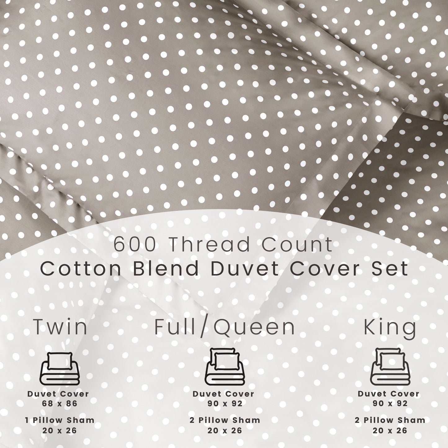 Superior Thread Count 600TC Polka Dot Cotton Blend Duvet Cover Set