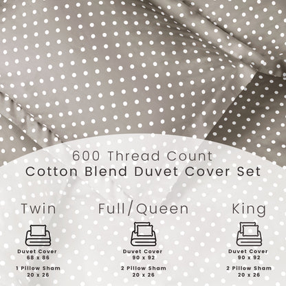 Superior Thread Count 600TC Polka Dot Cotton Blend Duvet Cover Set