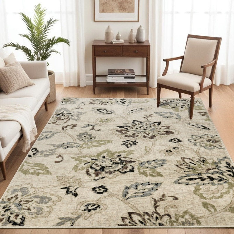 Superior Jacobean Farmhouse Floral Indoor Area Rug