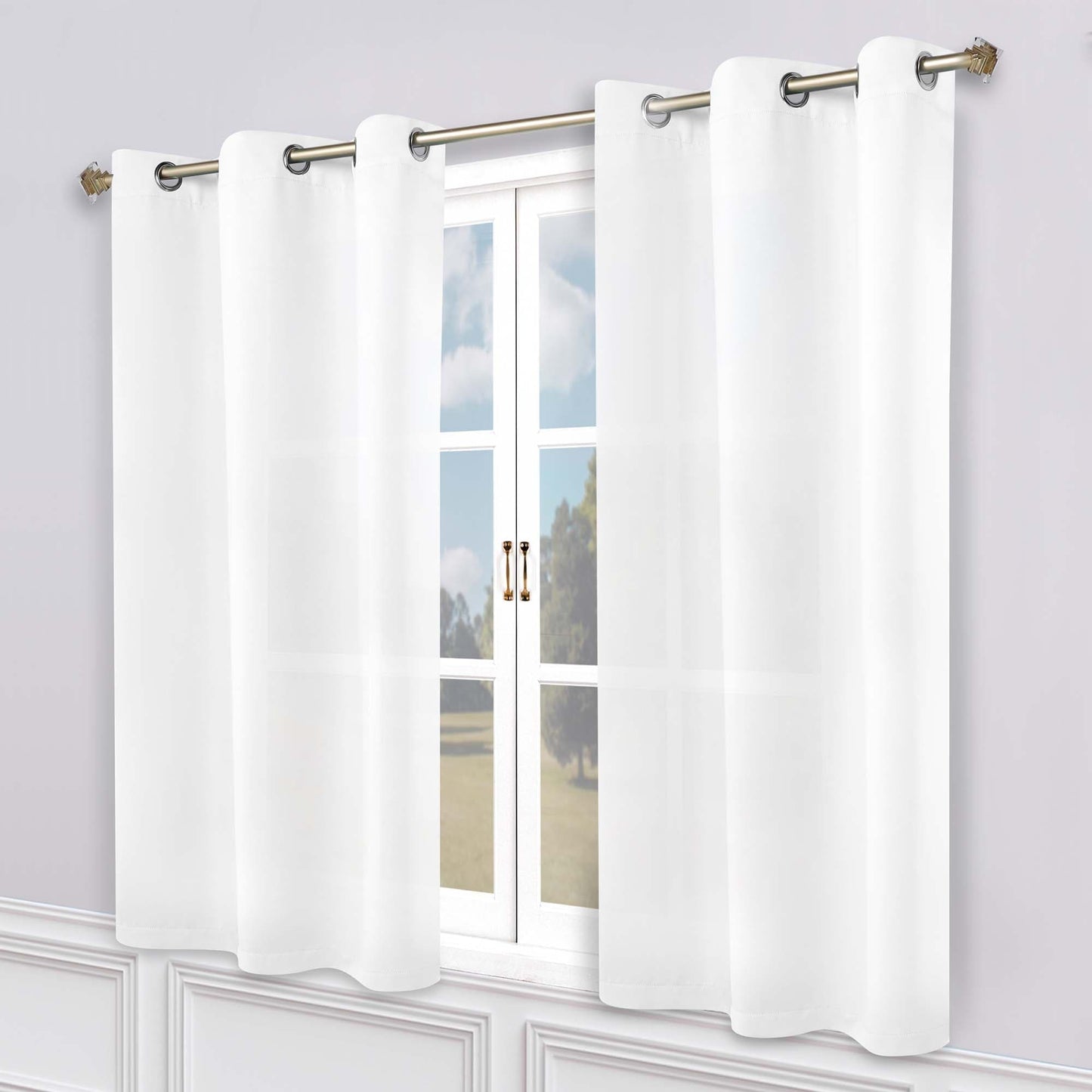 Superior Modern Solid Washable Room Darkening Blackout Curtains, Set of 2 Panels