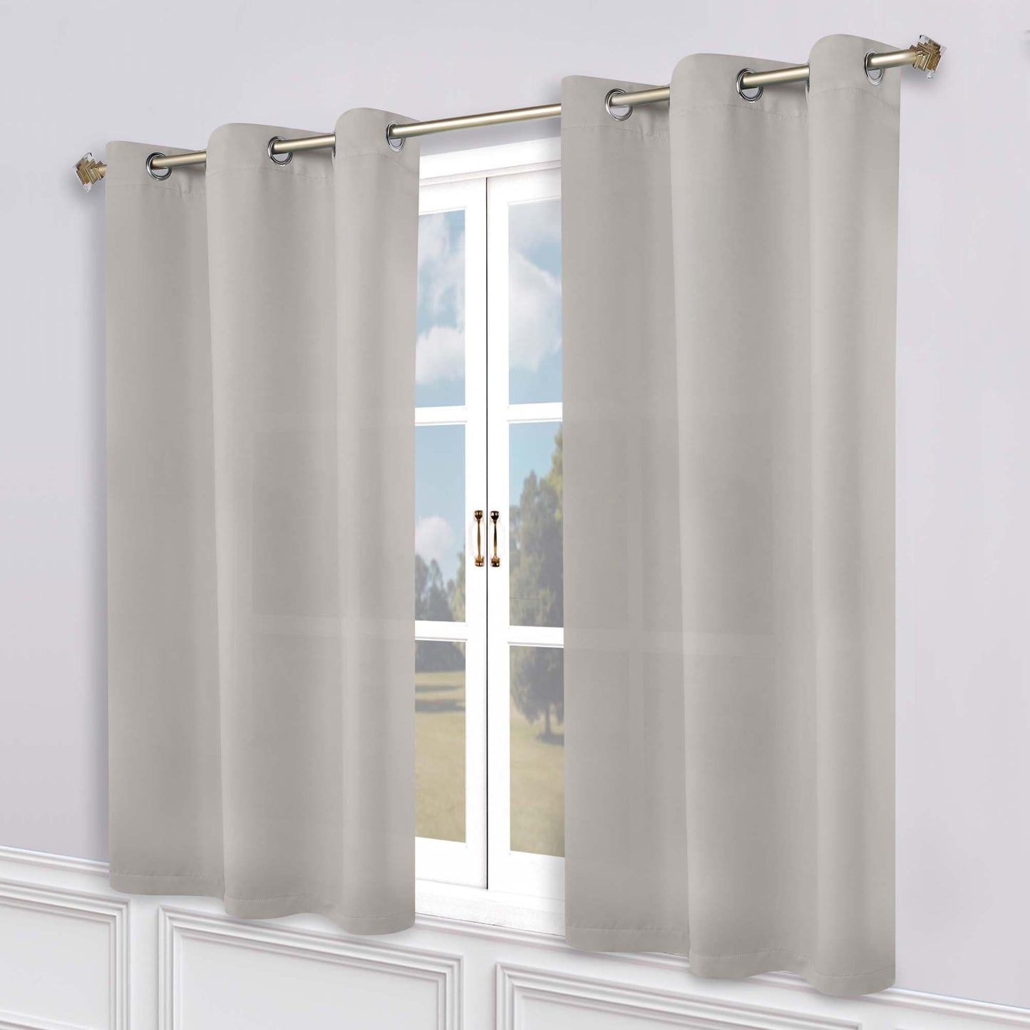 Superior Modern Solid Washable Room Darkening Blackout Curtains, Set of 2 Panels