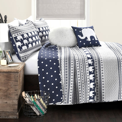 Taylor & Olive Ever-Tru Elephant Stripe 5-piece Quilt Set