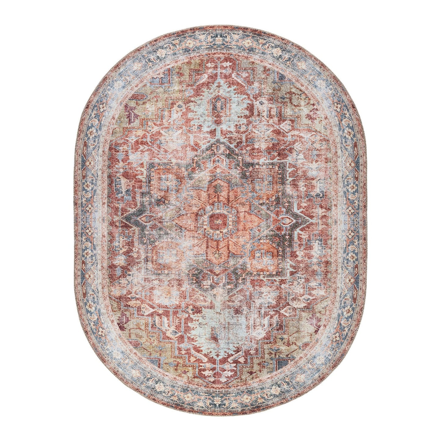 Traditional Distressed Machine Washable Area Rug