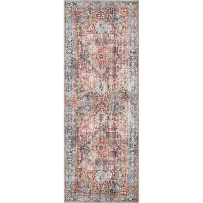 Traditional Distressed Machine Washable Area Rug