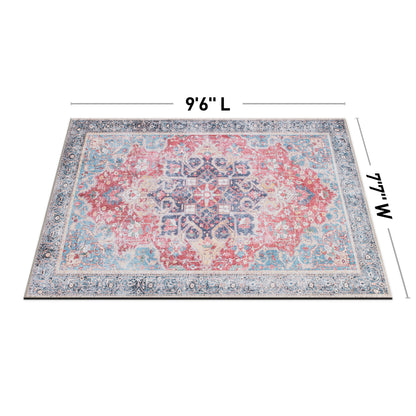 Traditional Distressed Vintage Machine Washbale Multi Area Rug