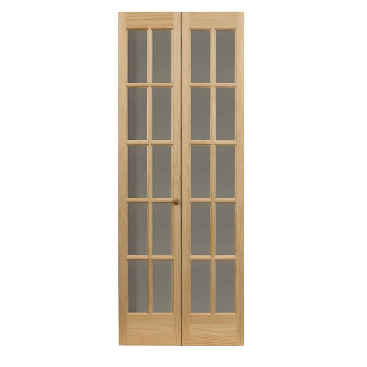 AWC Traditional Divided Glass Unfinished Pine 32-inch Bifold Door
